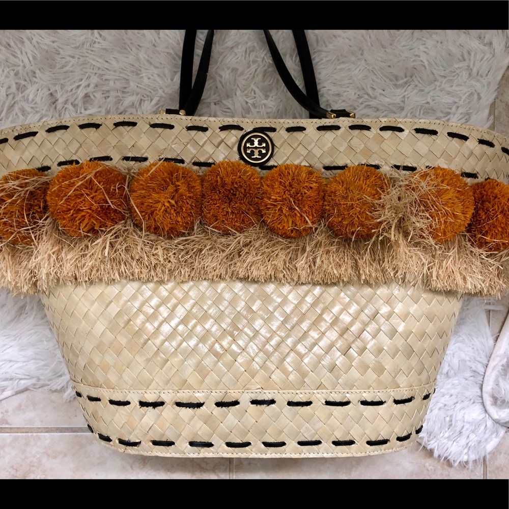 Tory Burch raffia straw summer tote